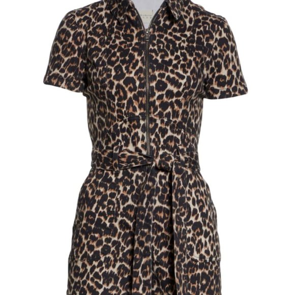 NWT Alice + Olivia Gorgeous Leopard Print Stretch Cotton Romper - Picture 4 of 16